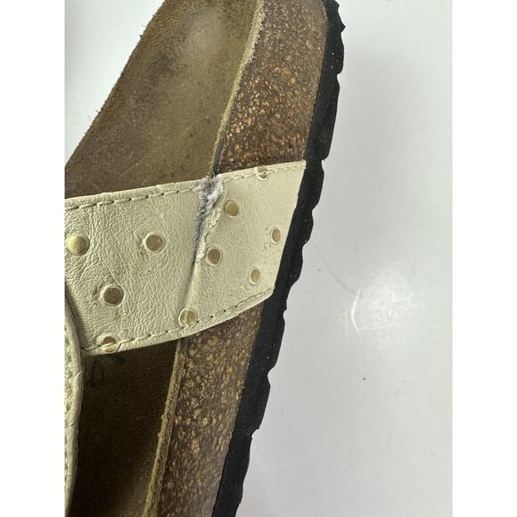 Betula Birkenstock Bombay Leaf Studded Sandals Womens 9 EU 40 Beige Cream Slides - Picture 5 of 16